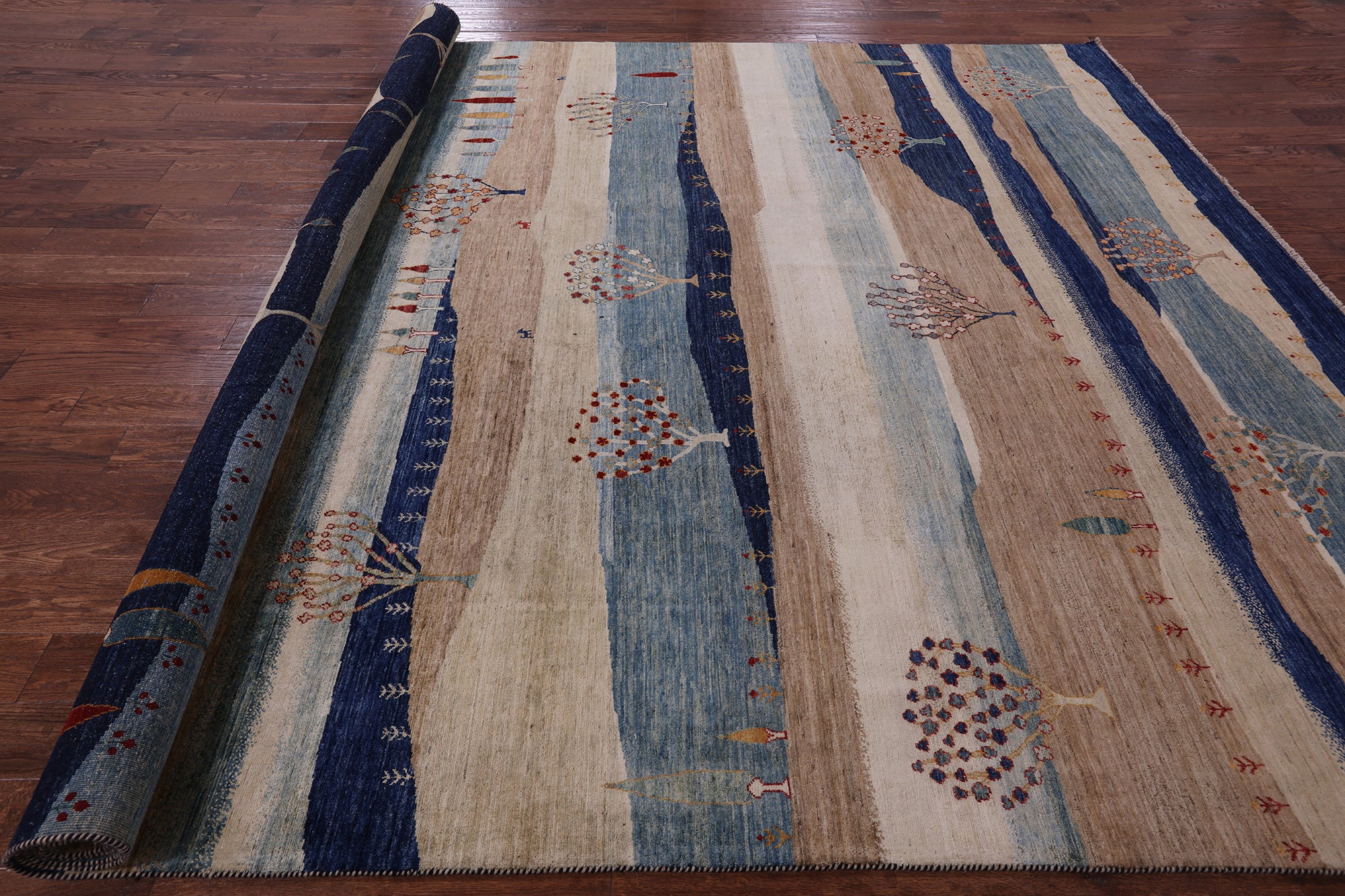 Tribal Persian Gabbeh Hand Knotted Wool Rug - 9' 9" X 13' 7" - Golden Nile