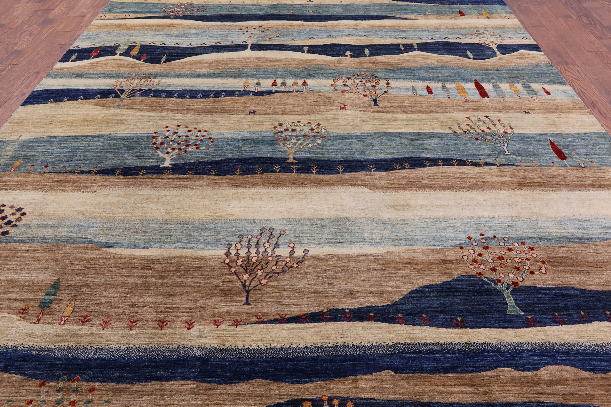 Tribal Persian Gabbeh Hand Knotted Wool Rug - 9' 9" X 13' 7" - Golden Nile
