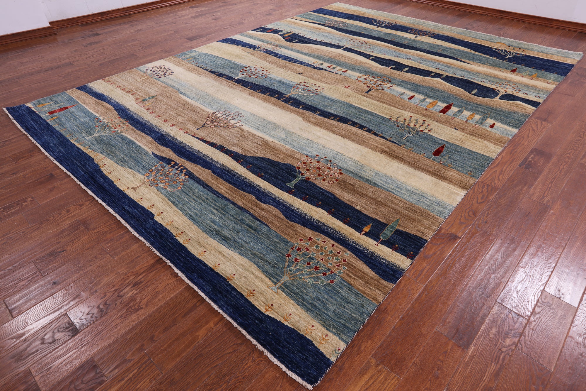Tribal Persian Gabbeh Hand Knotted Wool Rug - 9' 9" X 13' 7" - Golden Nile