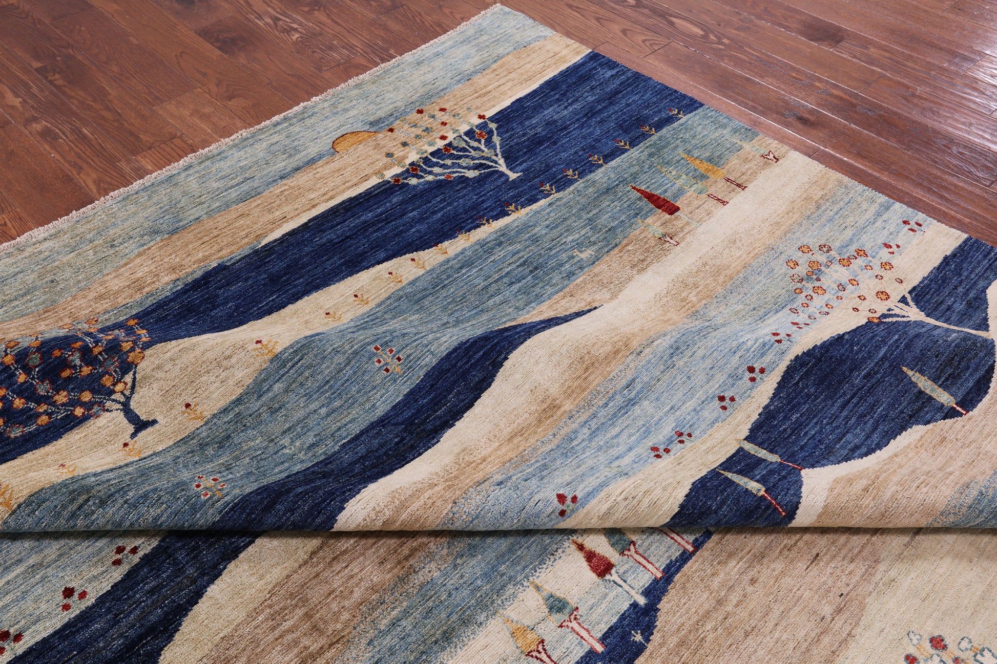 Tribal Persian Gabbeh Hand Knotted Wool Rug - 9' 9" X 13' 7" - Golden Nile