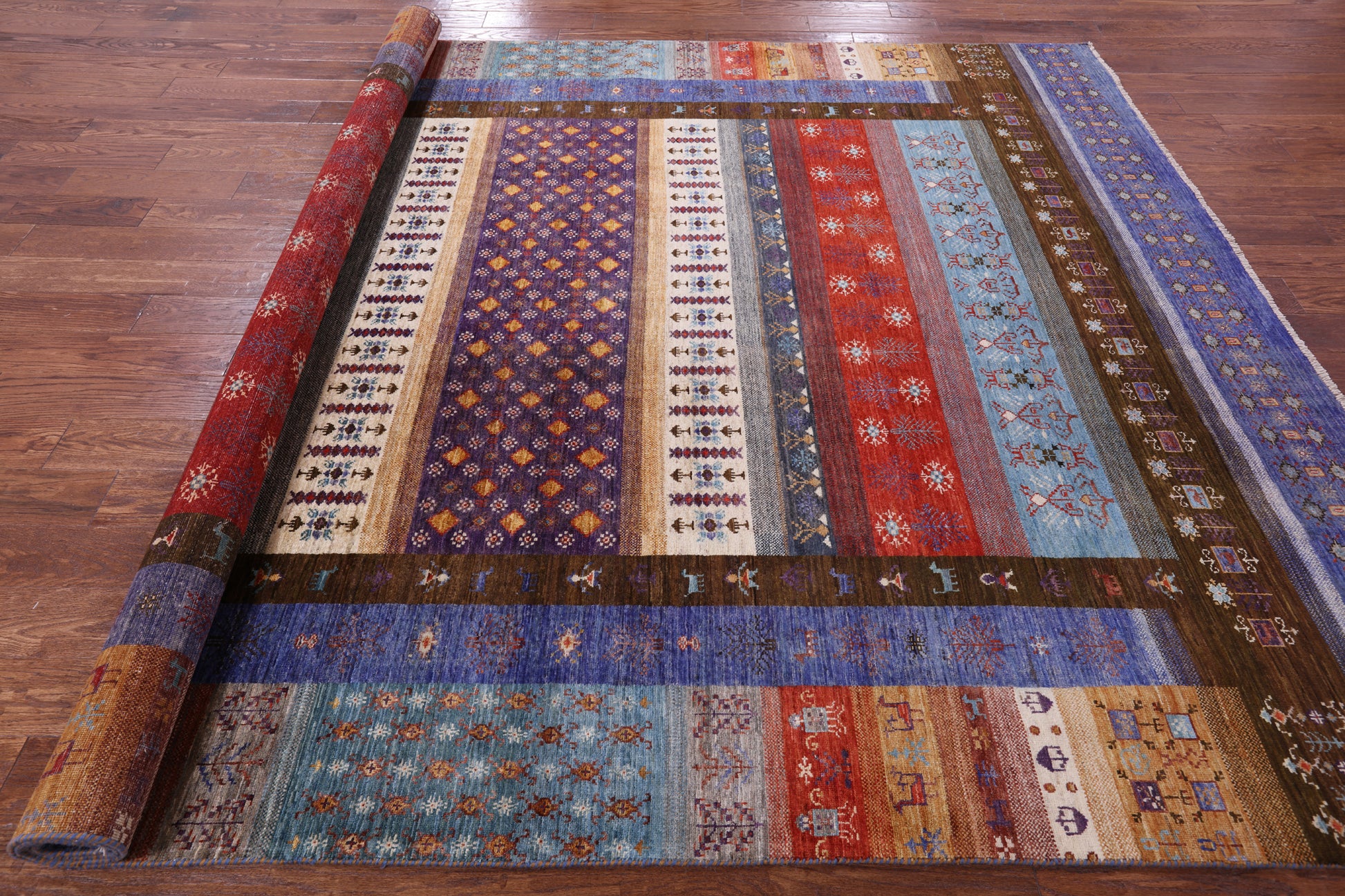 Tribal Persian Gabbeh Hand Knotted Wool Rug - 8' 2" X 10' 8" - Golden Nile