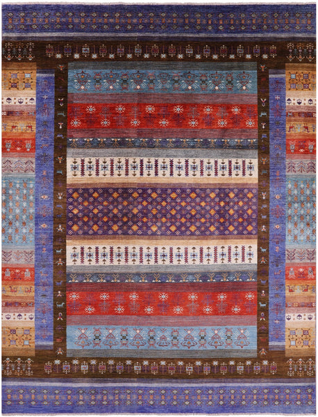 Tribal Persian Gabbeh Hand Knotted Wool Rug - 8' 2" X 10' 8" - Golden Nile