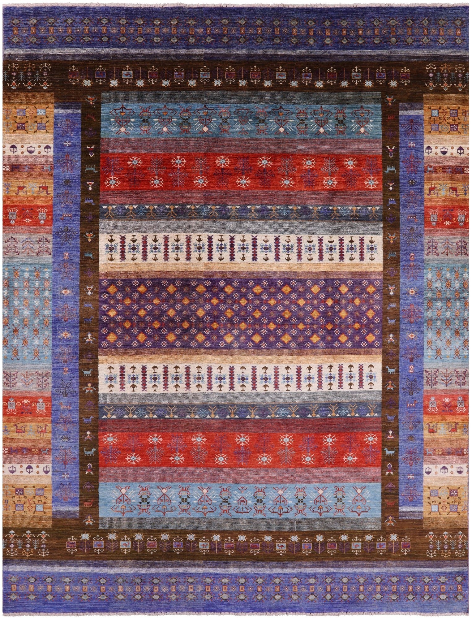 Tribal Persian Gabbeh Hand Knotted Wool Rug - 8' 2" X 10' 8" - Golden Nile