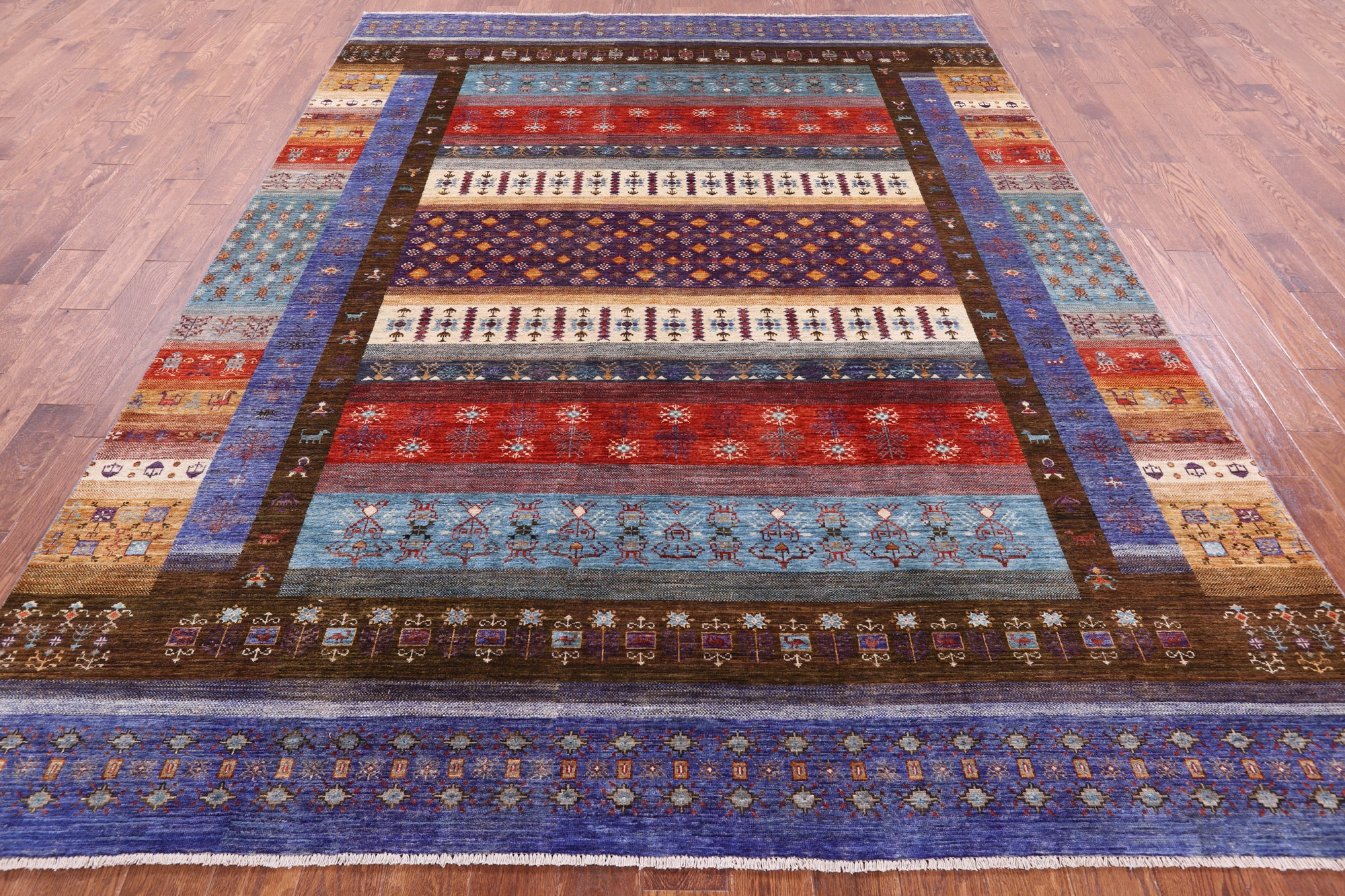 Tribal Persian Gabbeh Hand Knotted Wool Rug - 8' 2" X 10' 8" - Golden Nile