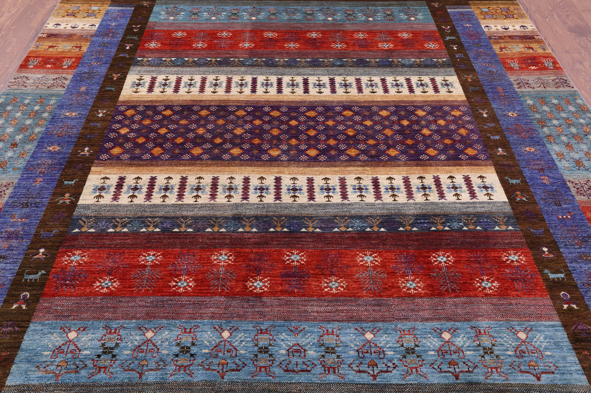 Tribal Persian Gabbeh Hand Knotted Wool Rug - 8' 2" X 10' 8" - Golden Nile