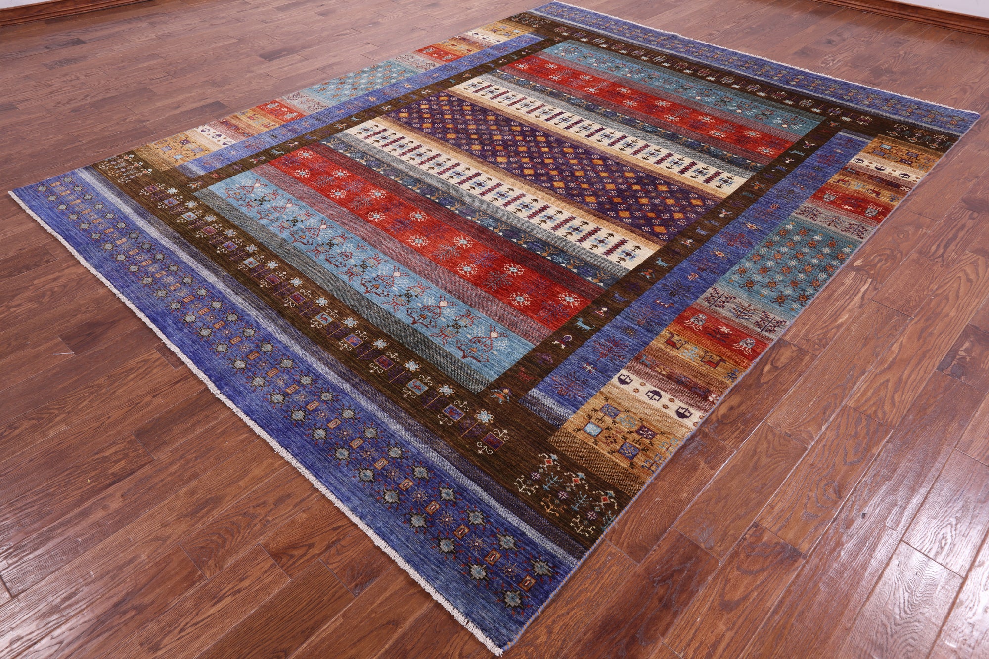 Tribal Persian Gabbeh Hand Knotted Wool Rug - 8' 2" X 10' 8" - Golden Nile