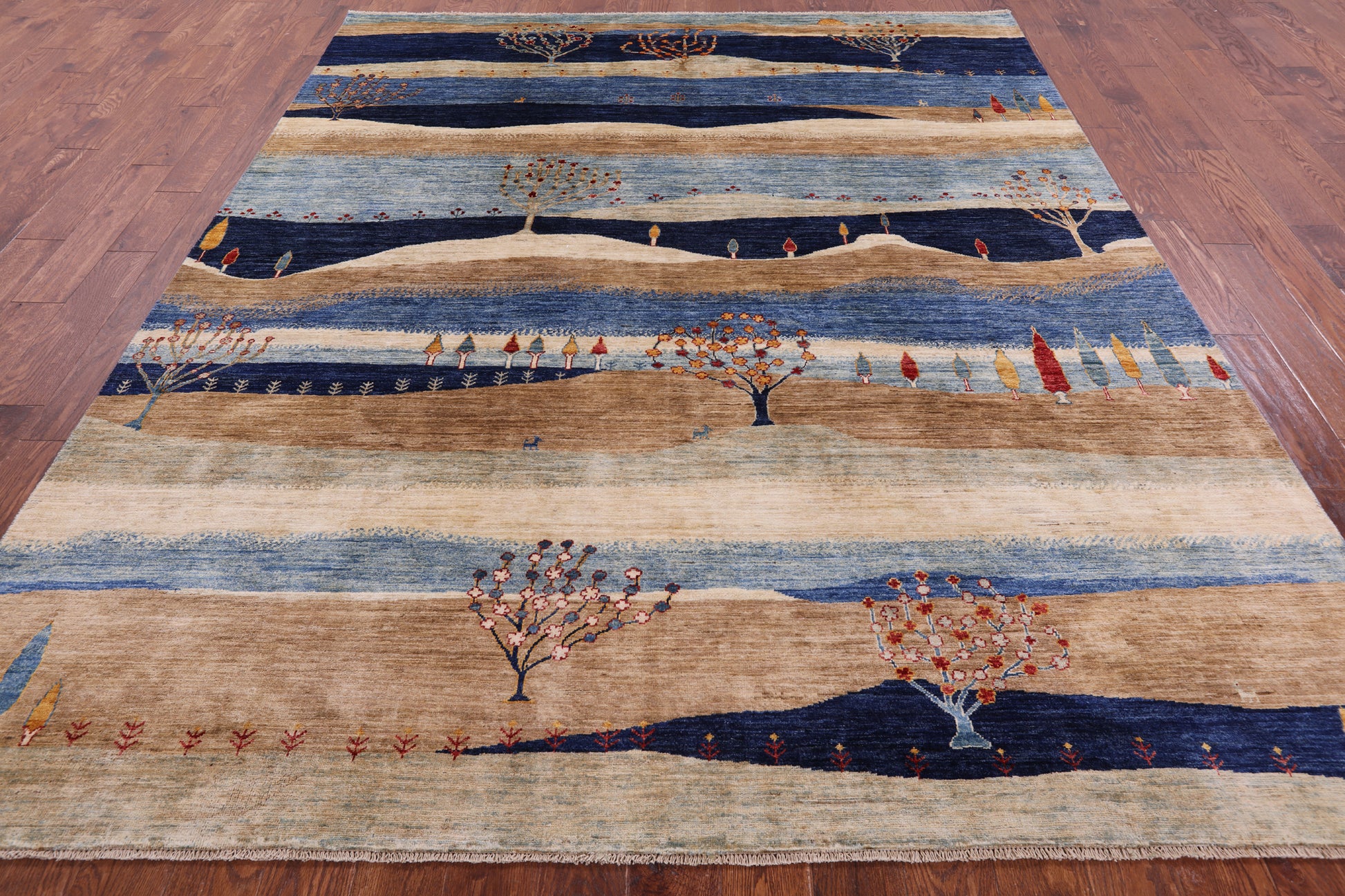 Tribal Persian Gabbeh Hand Knotted Wool Rug - 8' 1" X 9' 8" - Golden Nile