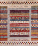 Tribal Persian Gabbeh Hand Knotted Wool Rug - 8' 3" X 9' 8" - Golden Nile