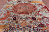 Abstract Modern Mamluk Hand Knotted Wool Rug - 8' 11" X 11' 9" - Golden Nile