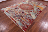 Abstract Modern Mamluk Hand Knotted Wool Rug - 8' 11" X 11' 9" - Golden Nile