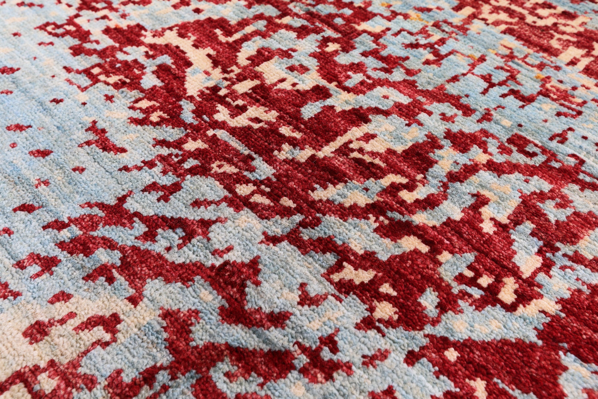 Abstract Modern Mamluk Hand Knotted Wool Rug - 8' 11" X 11' 9" - Golden Nile
