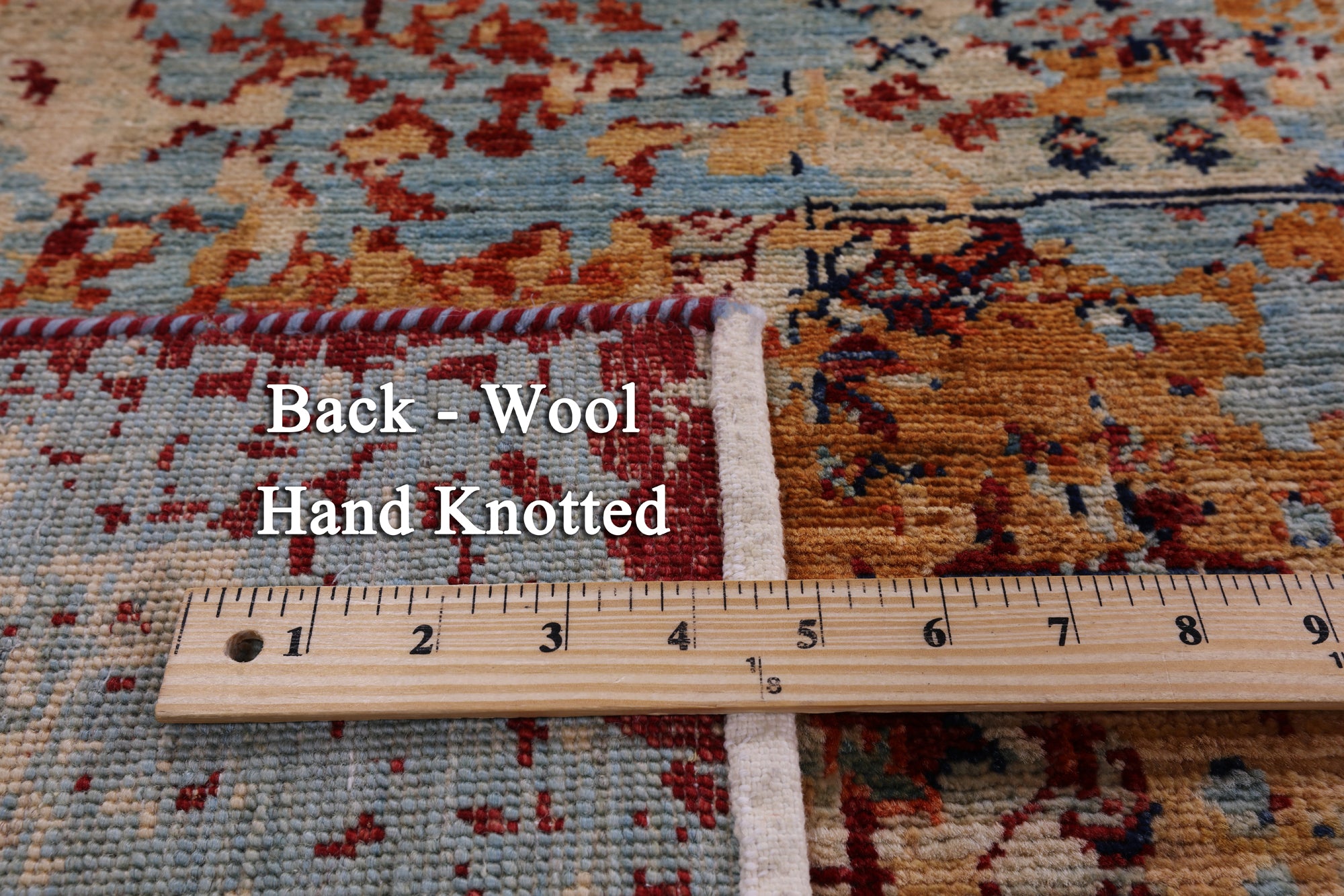 Abstract Modern Mamluk Hand Knotted Wool Rug - 8' 11" X 11' 9" - Golden Nile