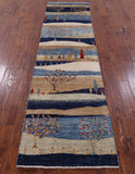 Tribal Persian Gabbeh Hand Knotted Wool Runner Rug - 2' 7" X 9' 9" - Golden Nile
