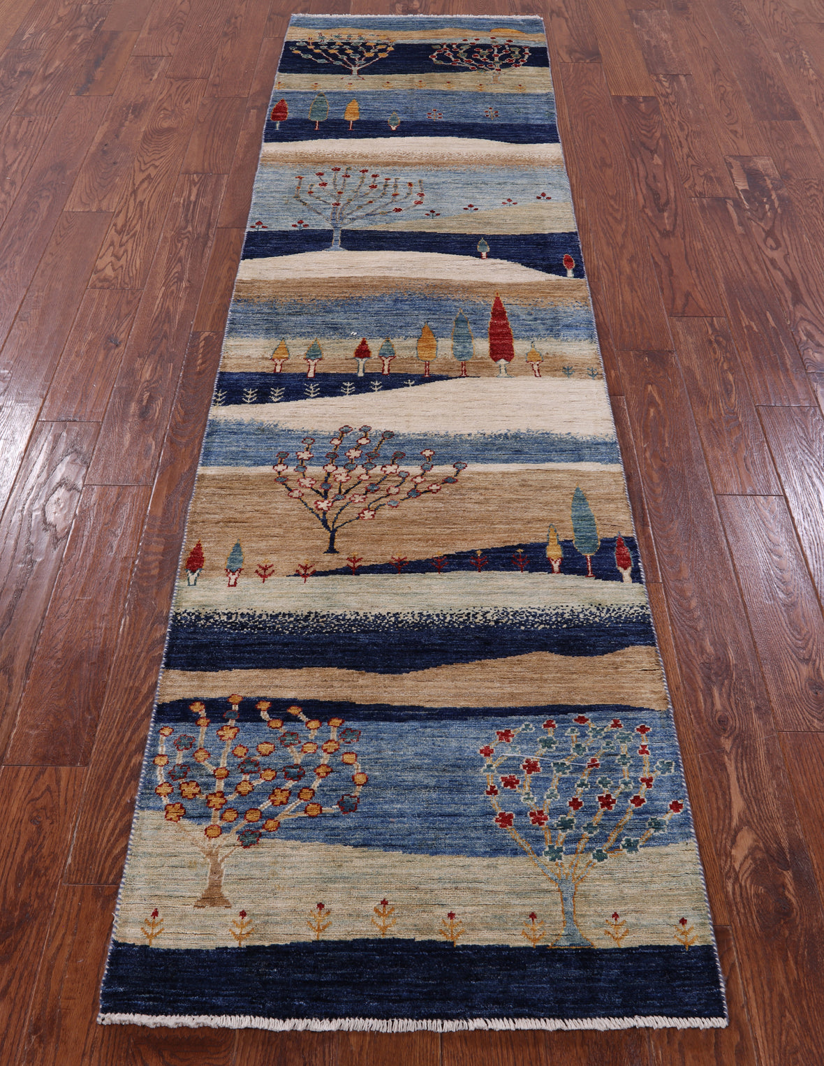 Tribal Persian Gabbeh Hand Knotted Wool Runner Rug - 2' 7" X 9' 9" - Golden Nile