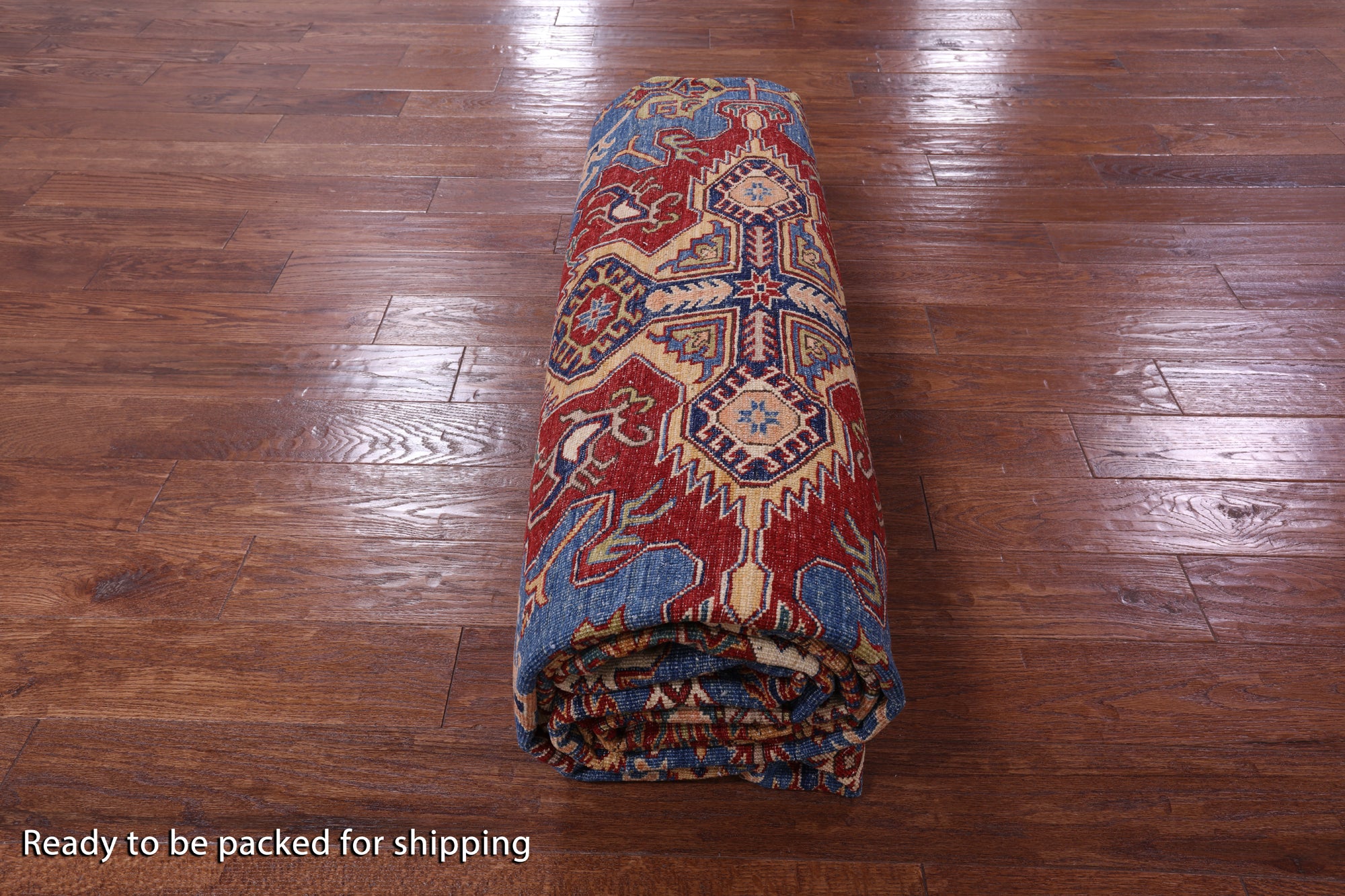 Blue Super Kazak Hand Knotted Wool Rug - 9' 11" X 13' 9" - Golden Nile