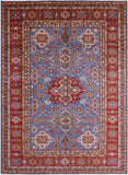 Blue Super Kazak Hand Knotted Wool Rug - 9' 11" X 13' 9" - Golden Nile