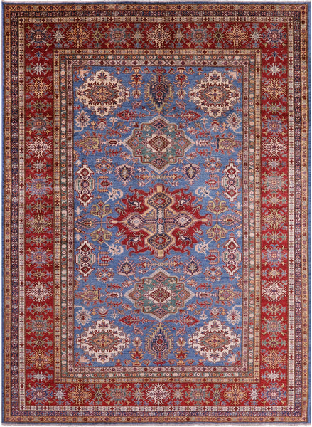 Blue Super Kazak Hand Knotted Wool Rug - 9' 11" X 13' 9" - Golden Nile