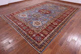 Blue Super Kazak Hand Knotted Wool Rug - 9' 11" X 13' 9" - Golden Nile