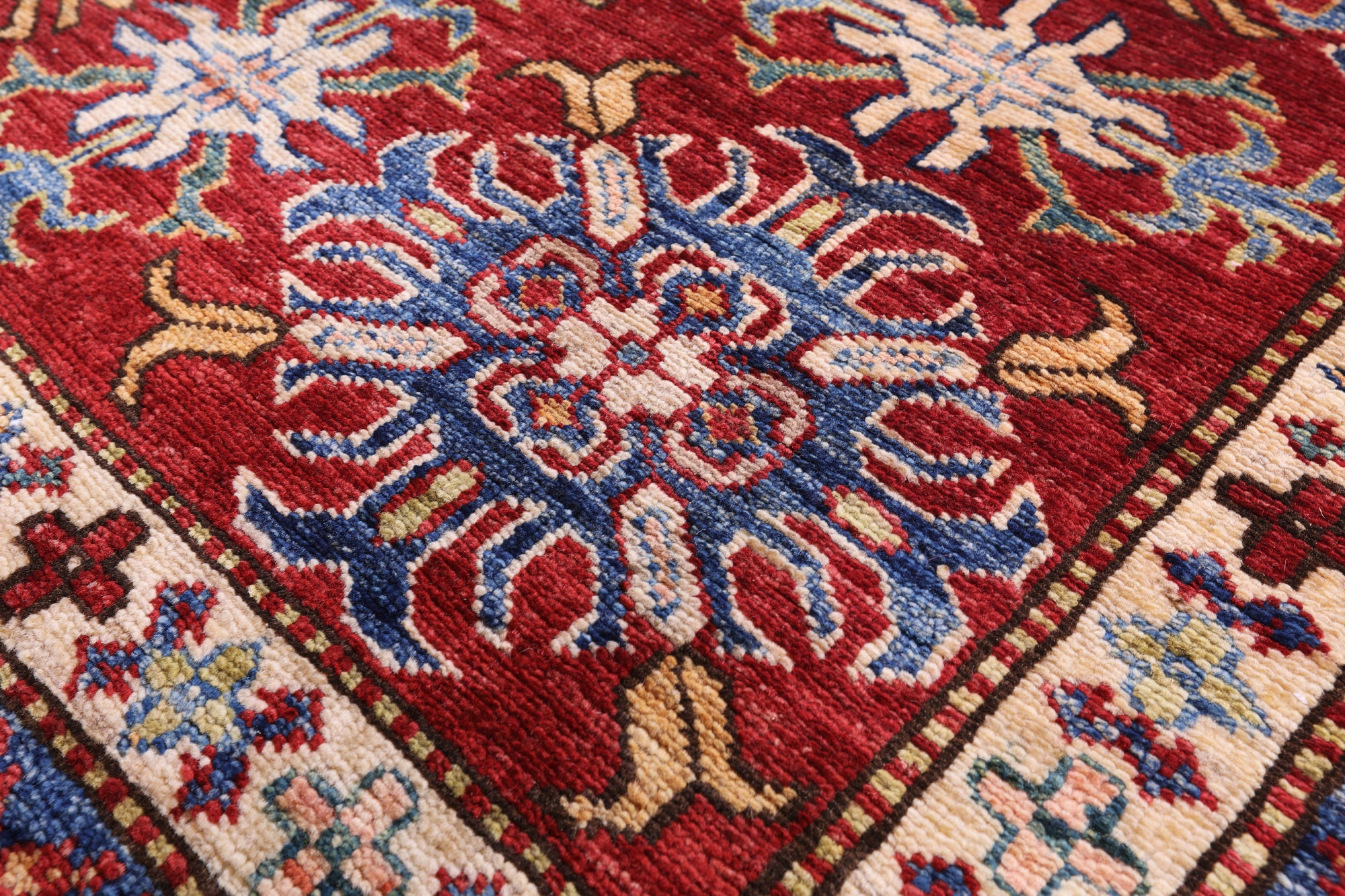 Blue Super Kazak Hand Knotted Wool Rug - 9' 11" X 13' 9" - Golden Nile