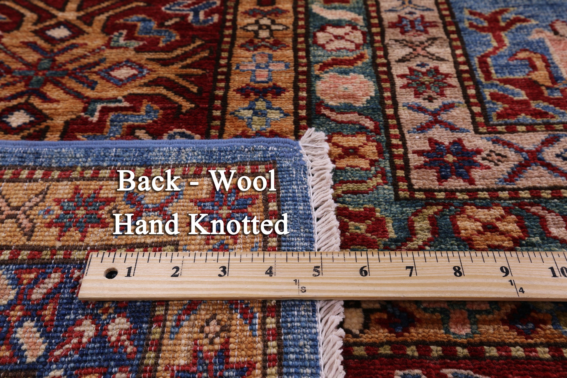 Blue Super Kazak Hand Knotted Wool Rug - 9' 11" X 13' 9" - Golden Nile