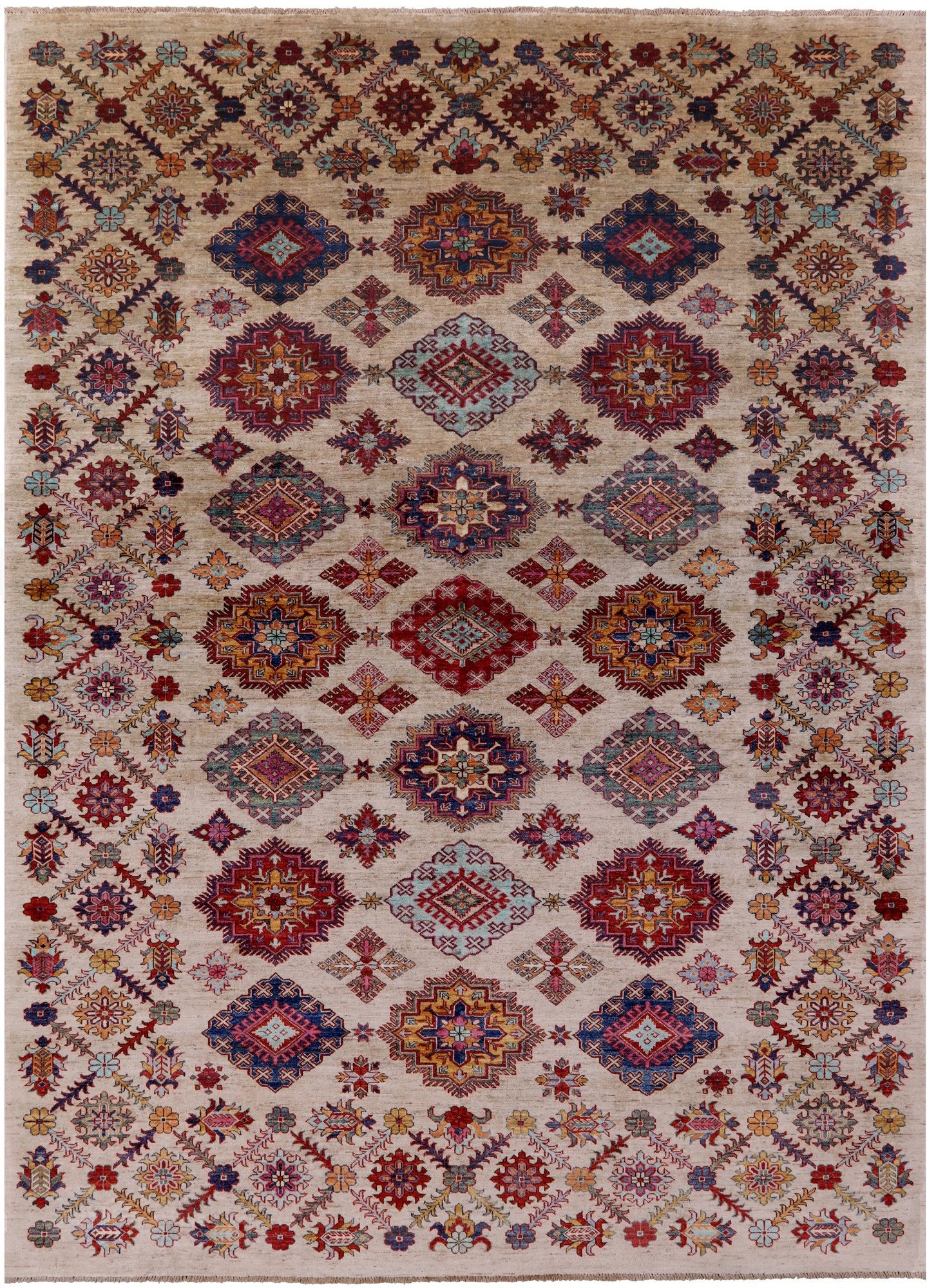 Super Kazak Hand Knotted Wool Rug - 9' 2" X 12' 3" - Golden Nile
