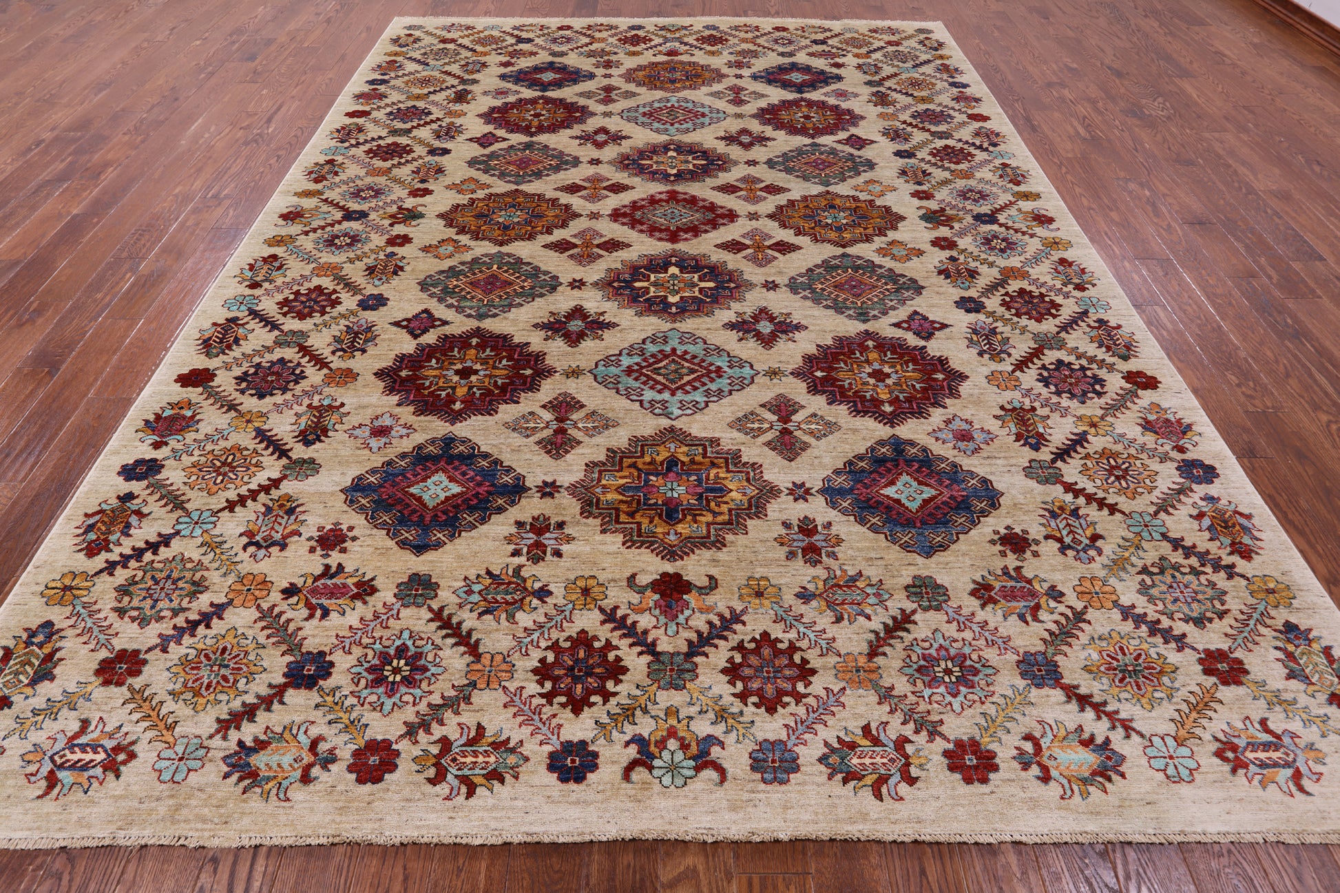 Super Kazak Hand Knotted Wool Rug - 9' 2" X 12' 3" - Golden Nile