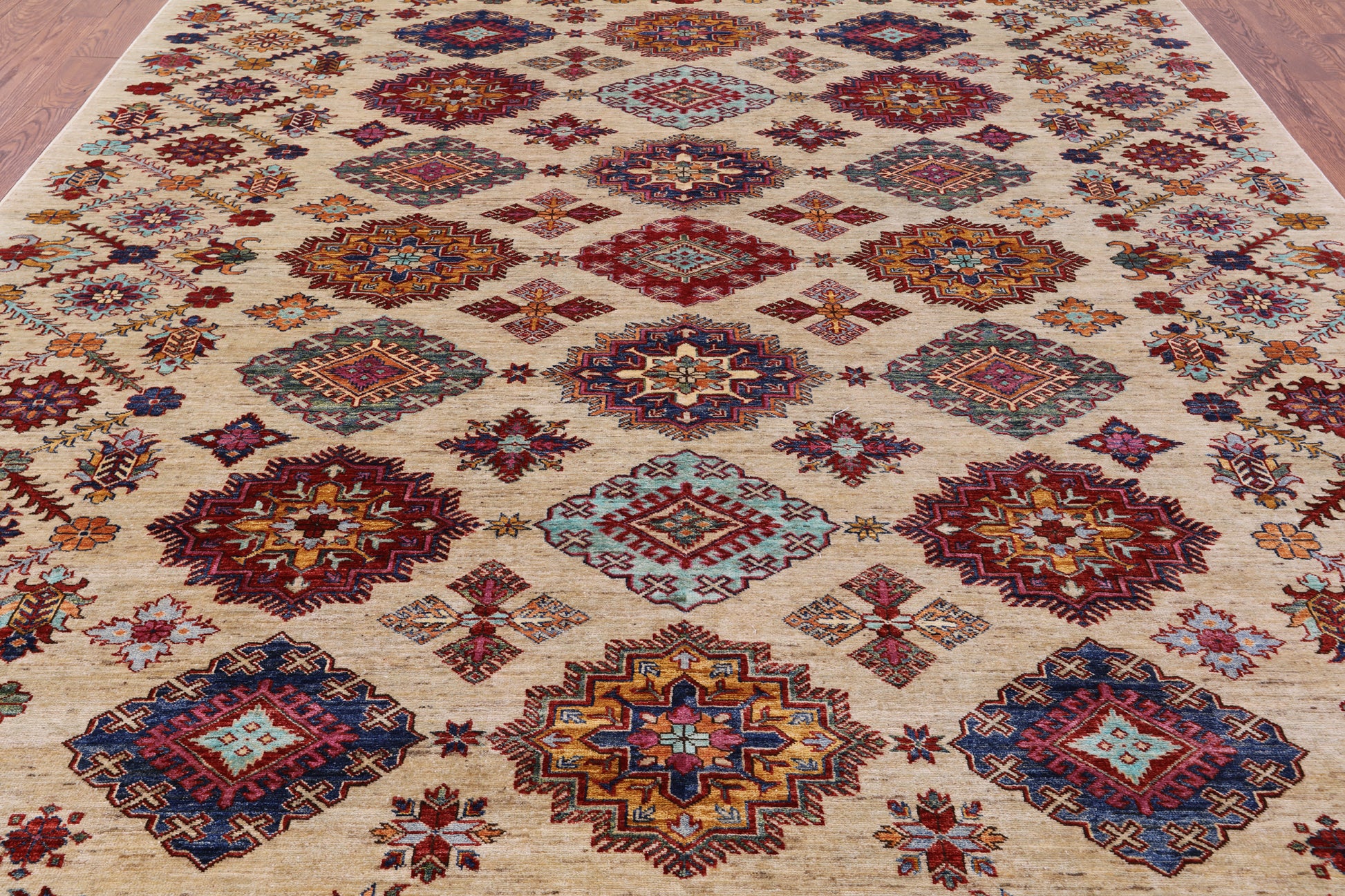 Super Kazak Hand Knotted Wool Rug - 9' 2" X 12' 3" - Golden Nile