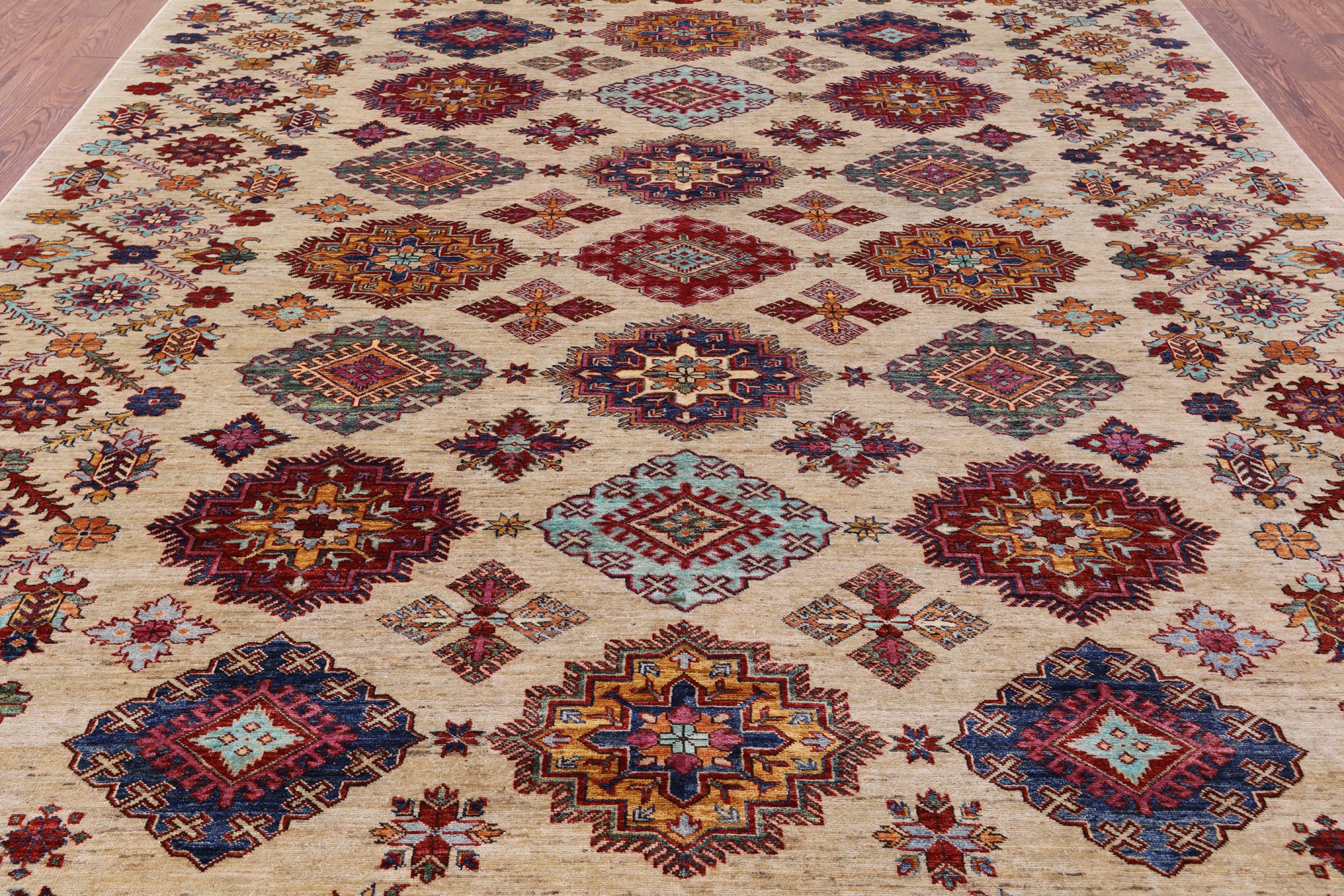 Super Kazak Hand Knotted Wool Rug - 9' 2" X 12' 3" - Golden Nile