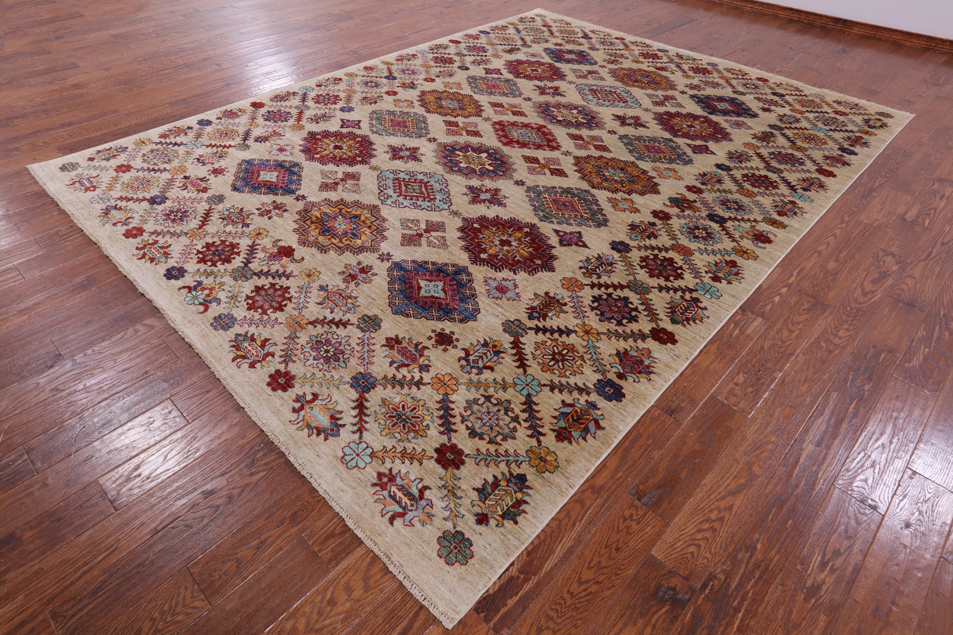 Super Kazak Hand Knotted Wool Rug - 9' 2" X 12' 3" - Golden Nile