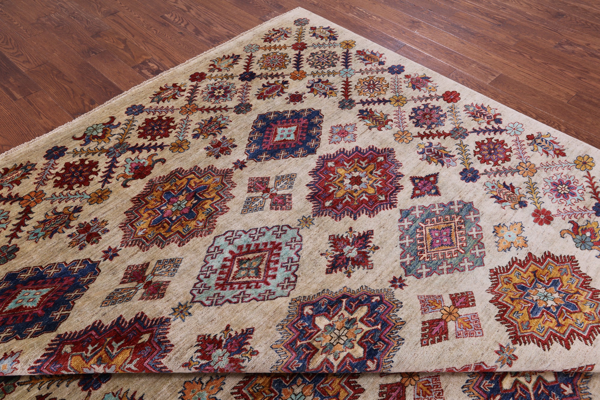 Super Kazak Hand Knotted Wool Rug - 9' 2" X 12' 3" - Golden Nile