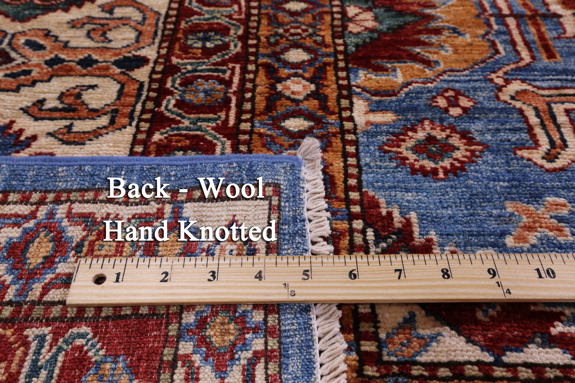 Blue Super Kazak Hand Knotted Wool Rug - 10' 0" X 13' 8" - Golden Nile