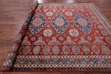 Red Super Kazak Hand Knotted Wool Rug - 8' 10" X 11' 5" - Golden Nile