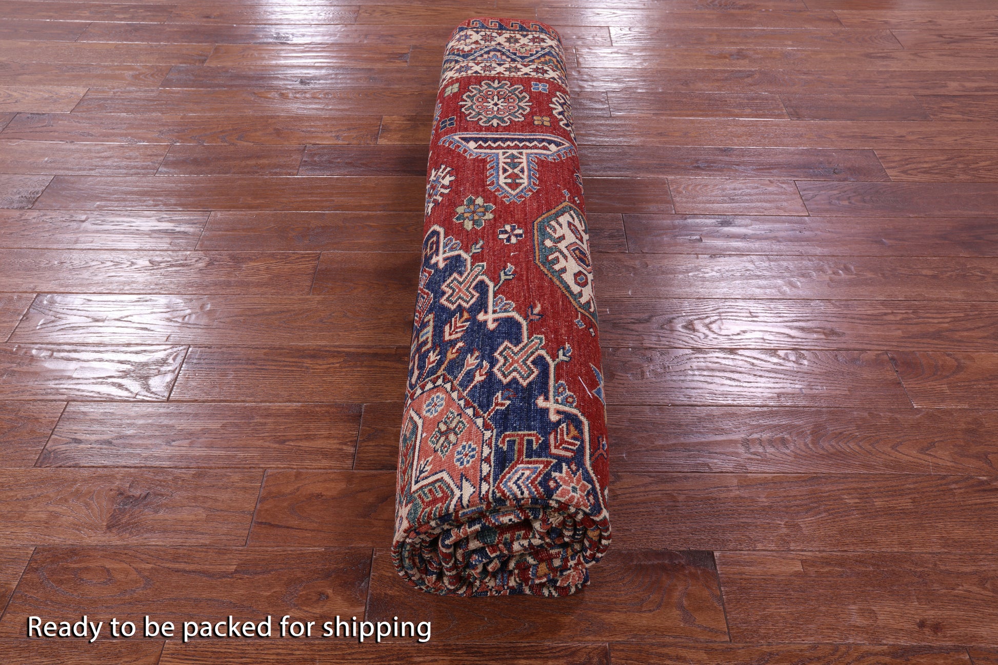 Red Super Kazak Hand Knotted Wool Rug - 8' 10" X 11' 5" - Golden Nile