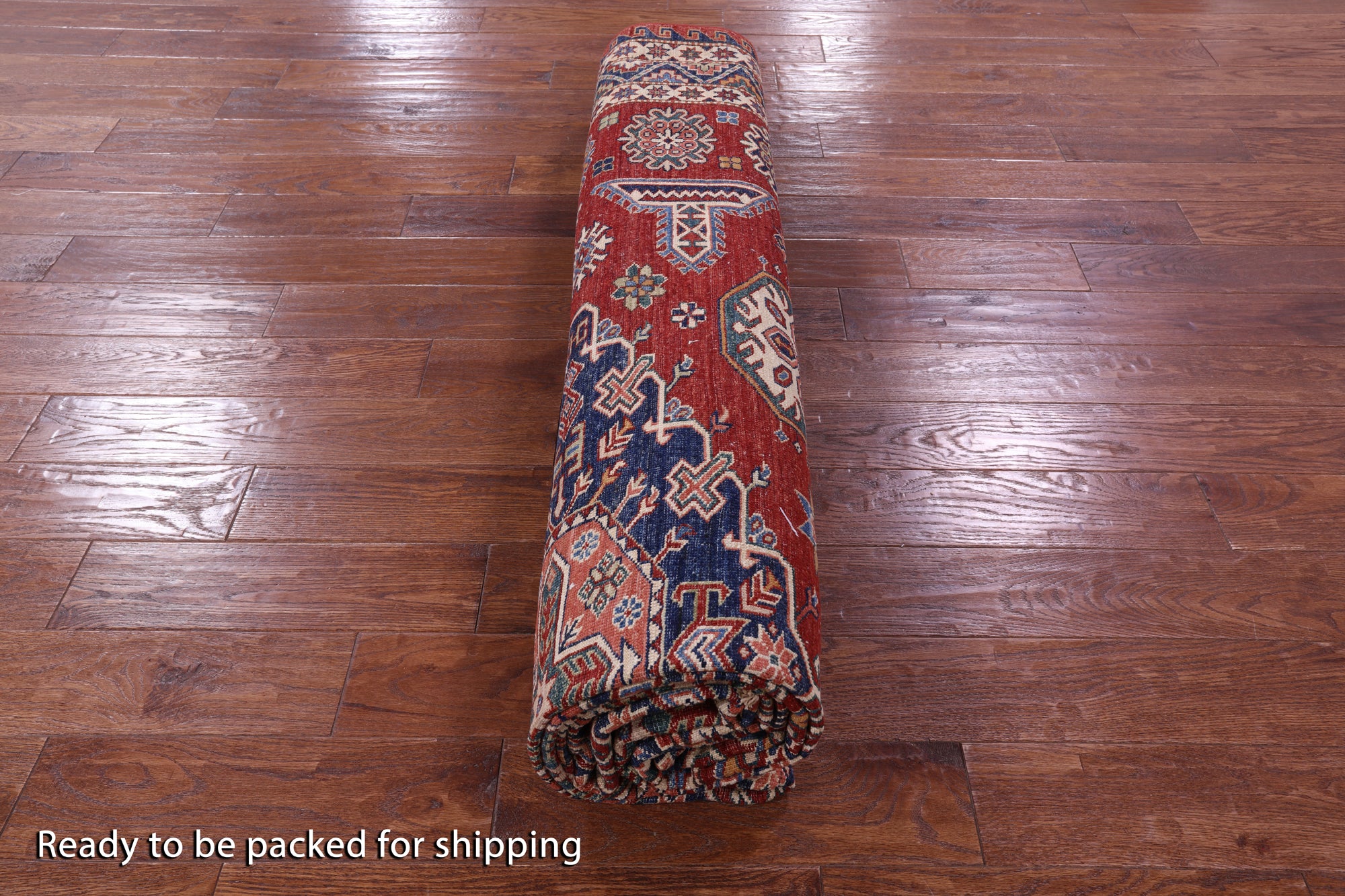 Red Super Kazak Hand Knotted Wool Rug - 8' 10" X 11' 5" - Golden Nile