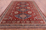 Red Super Kazak Hand Knotted Wool Rug - 8' 10" X 11' 5" - Golden Nile