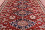 Red Super Kazak Hand Knotted Wool Rug - 8' 10" X 11' 5" - Golden Nile