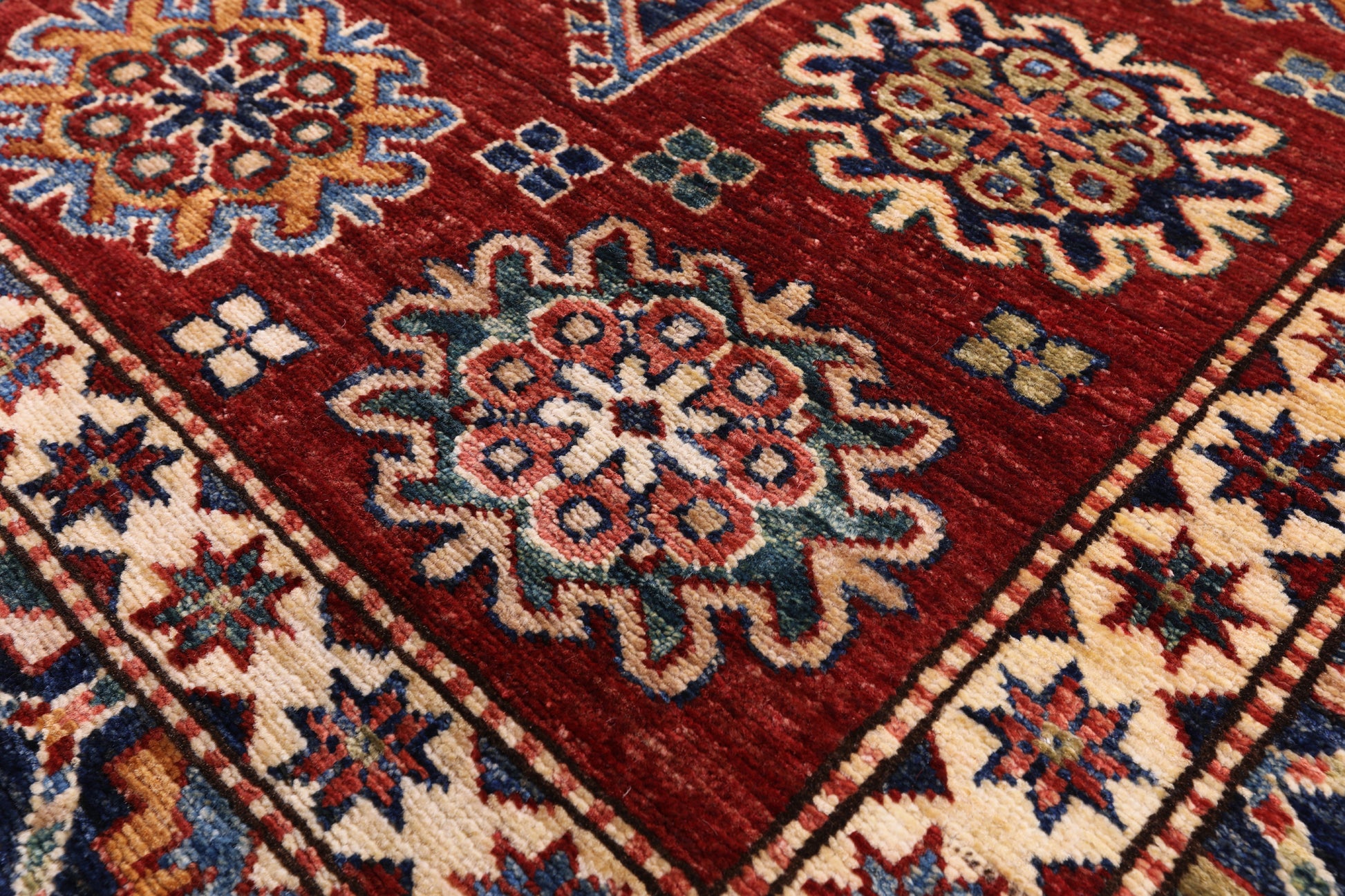 Red Super Kazak Hand Knotted Wool Rug - 8' 10" X 11' 5" - Golden Nile