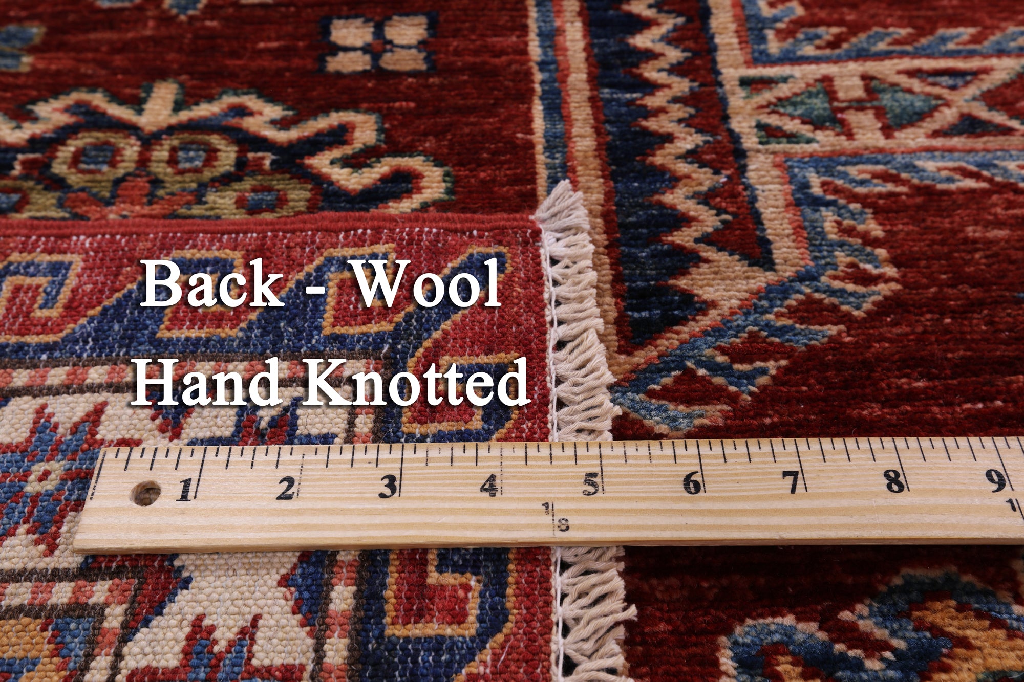 Red Super Kazak Hand Knotted Wool Rug - 8' 10" X 11' 5" - Golden Nile