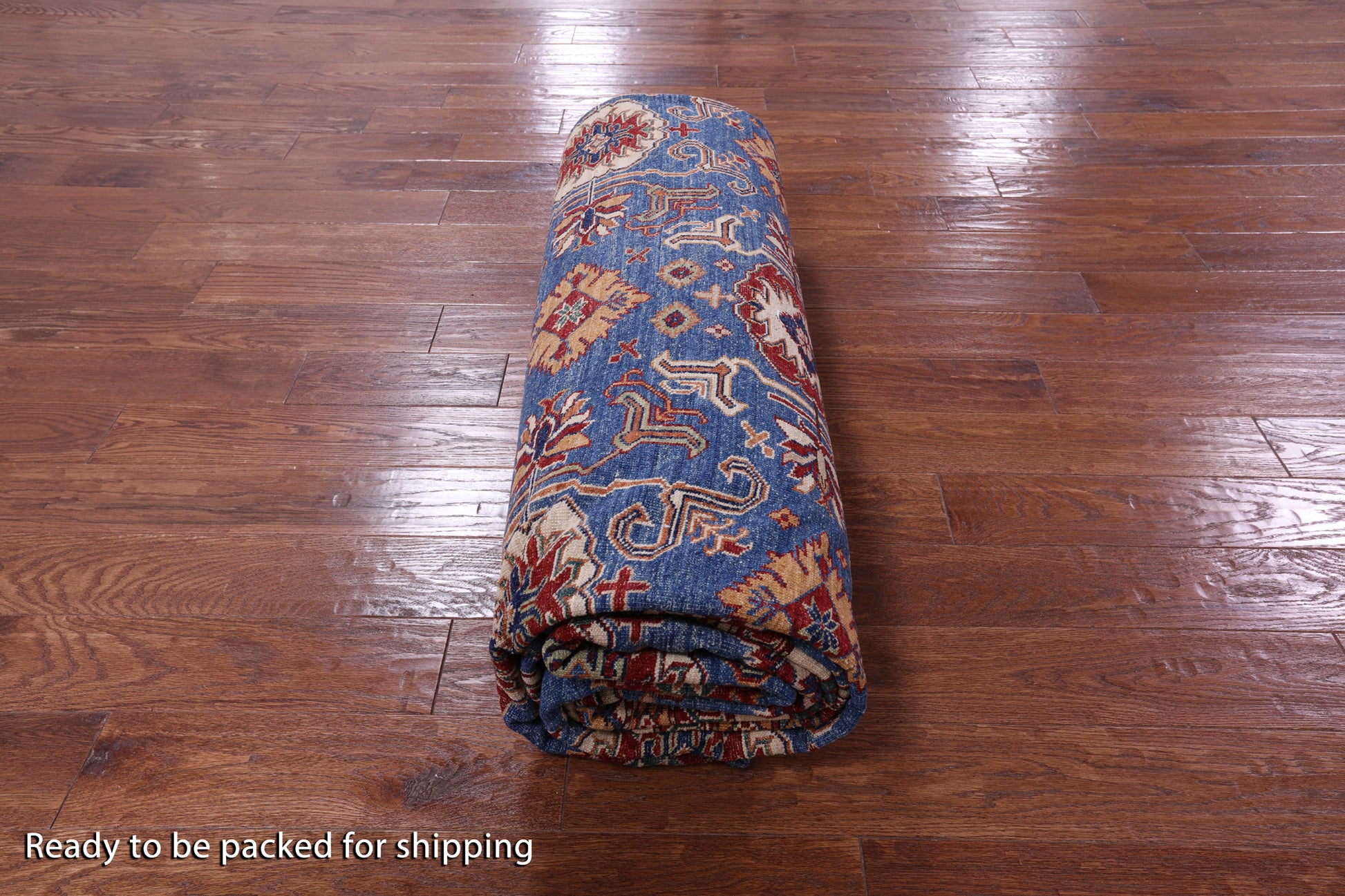 Blue Super Kazak Hand Knotted Wool Rug - 9' 11" X 13' 1" - Golden Nile