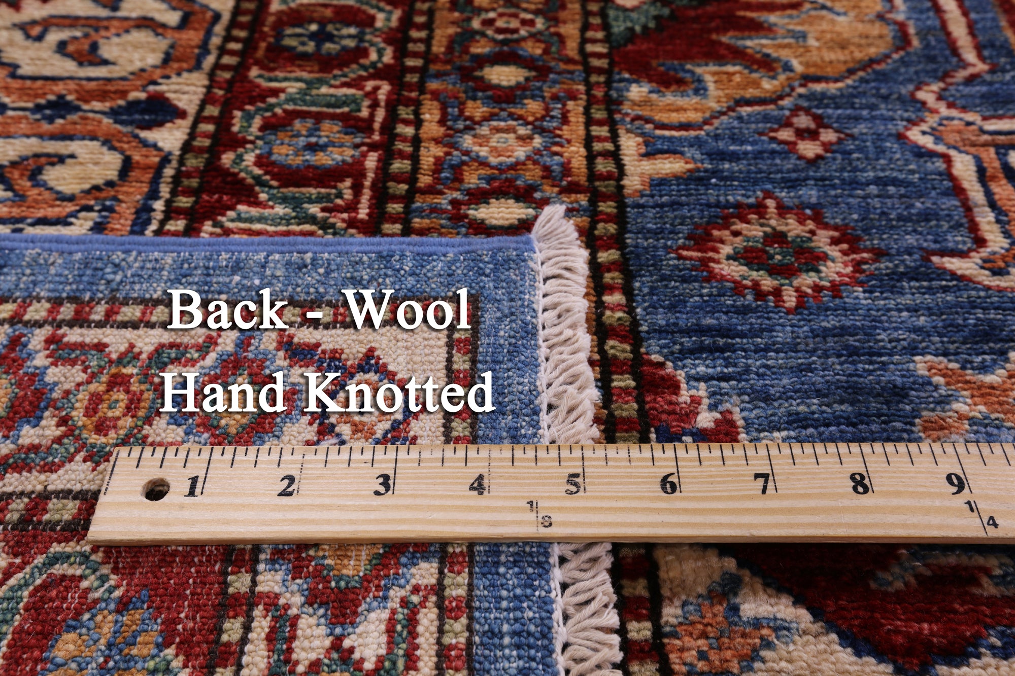 Blue Super Kazak Hand Knotted Wool Rug - 9' 11" X 13' 1" - Golden Nile
