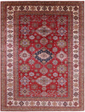 Red Super Kazak Hand Knotted Wool Rug - 9' 0" X 11' 11" - Golden Nile