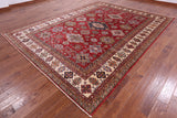Red Super Kazak Hand Knotted Wool Rug - 9' 0" X 11' 11" - Golden Nile