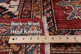 Red Super Kazak Hand Knotted Wool Rug - 9' 0" X 11' 11" - Golden Nile