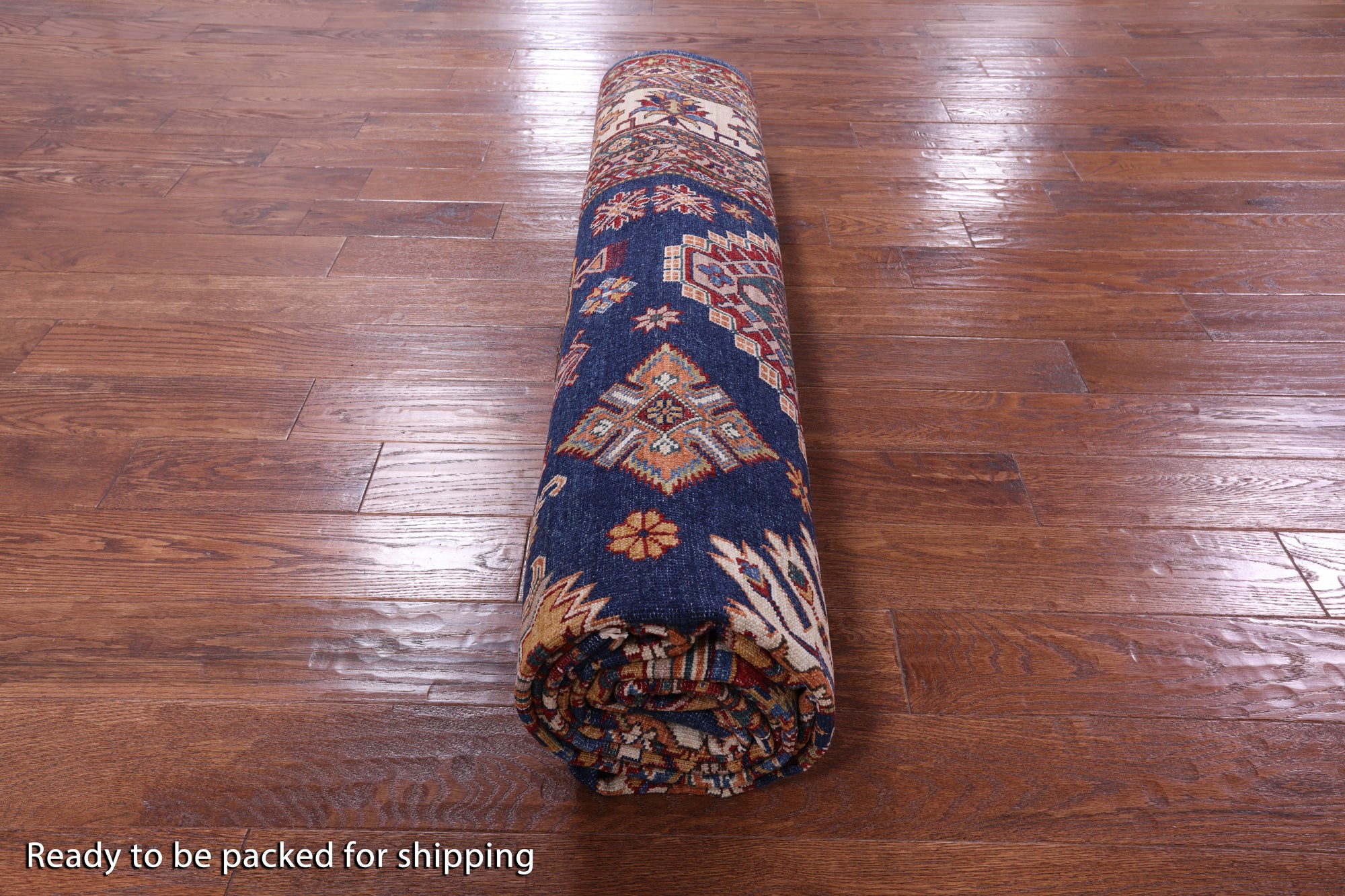 Blue Super Kazak Hand Knotted Wool Rug - 8' 8" X 12' 1" - Golden Nile