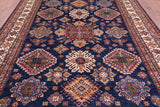Blue Super Kazak Hand Knotted Wool Rug - 8' 8" X 12' 1" - Golden Nile