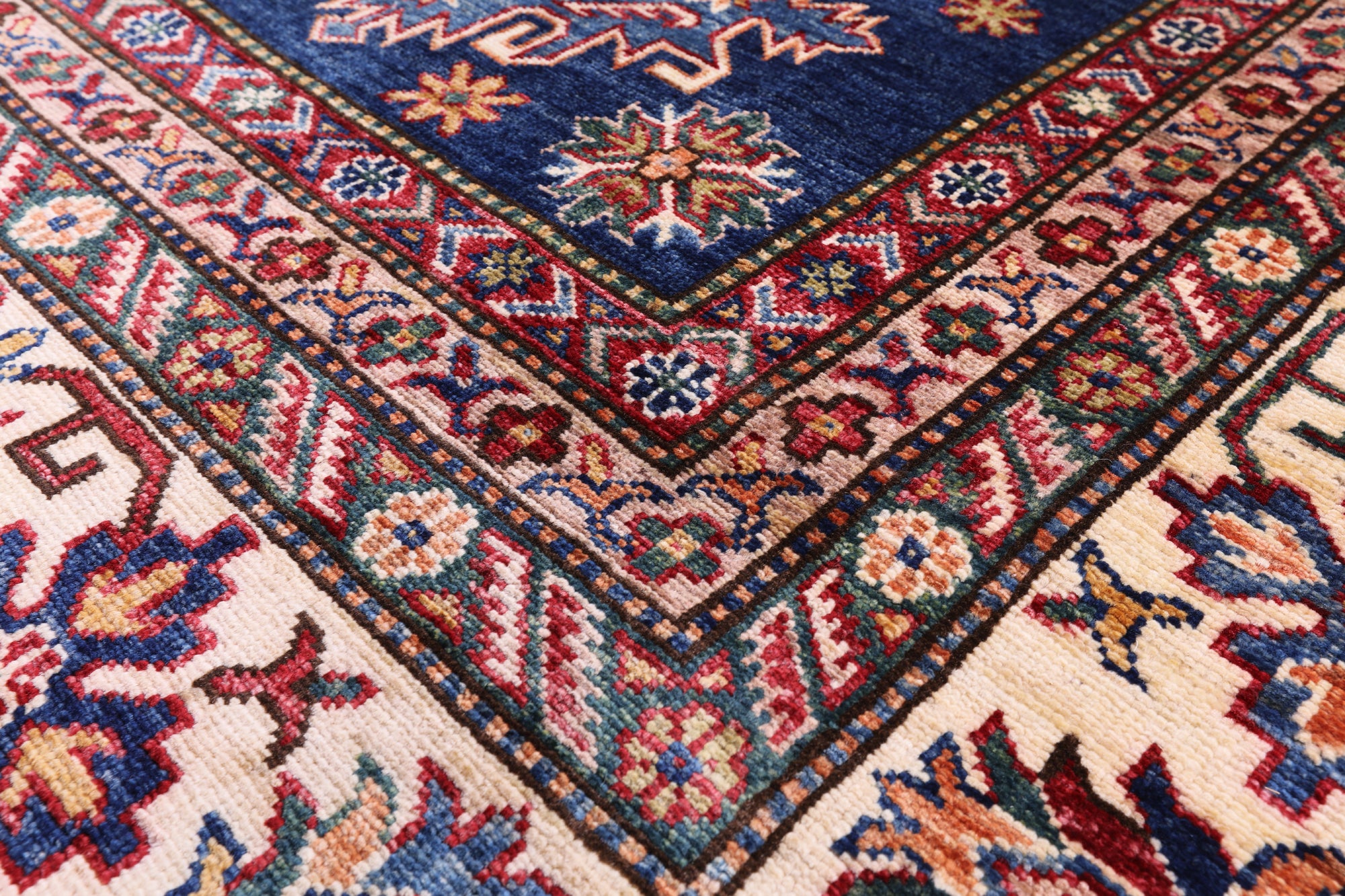 Blue Super Kazak Hand Knotted Wool Rug - 8' 8" X 12' 1" - Golden Nile