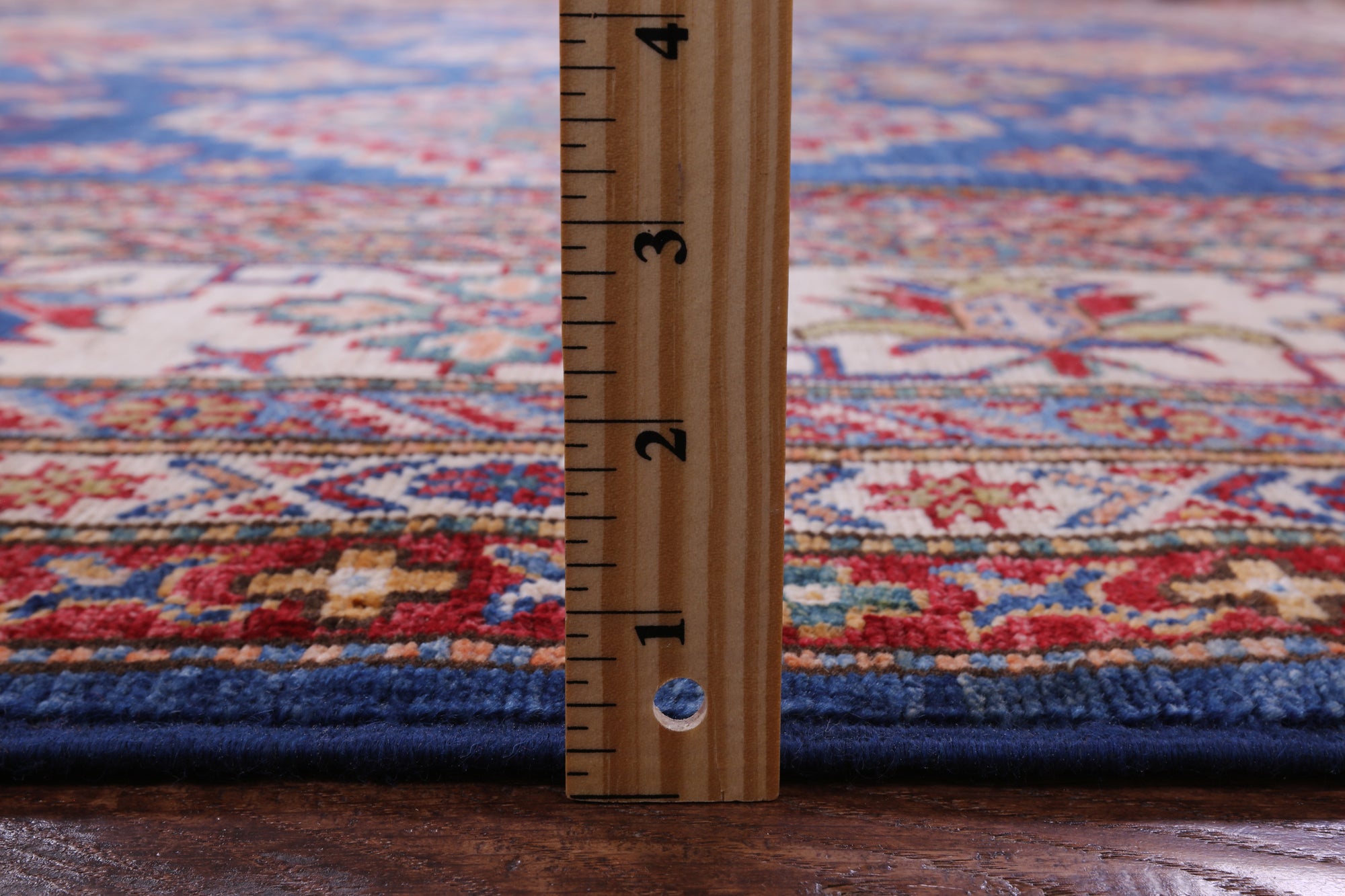 Blue Super Kazak Hand Knotted Wool Rug - 8' 8" X 12' 1" - Golden Nile