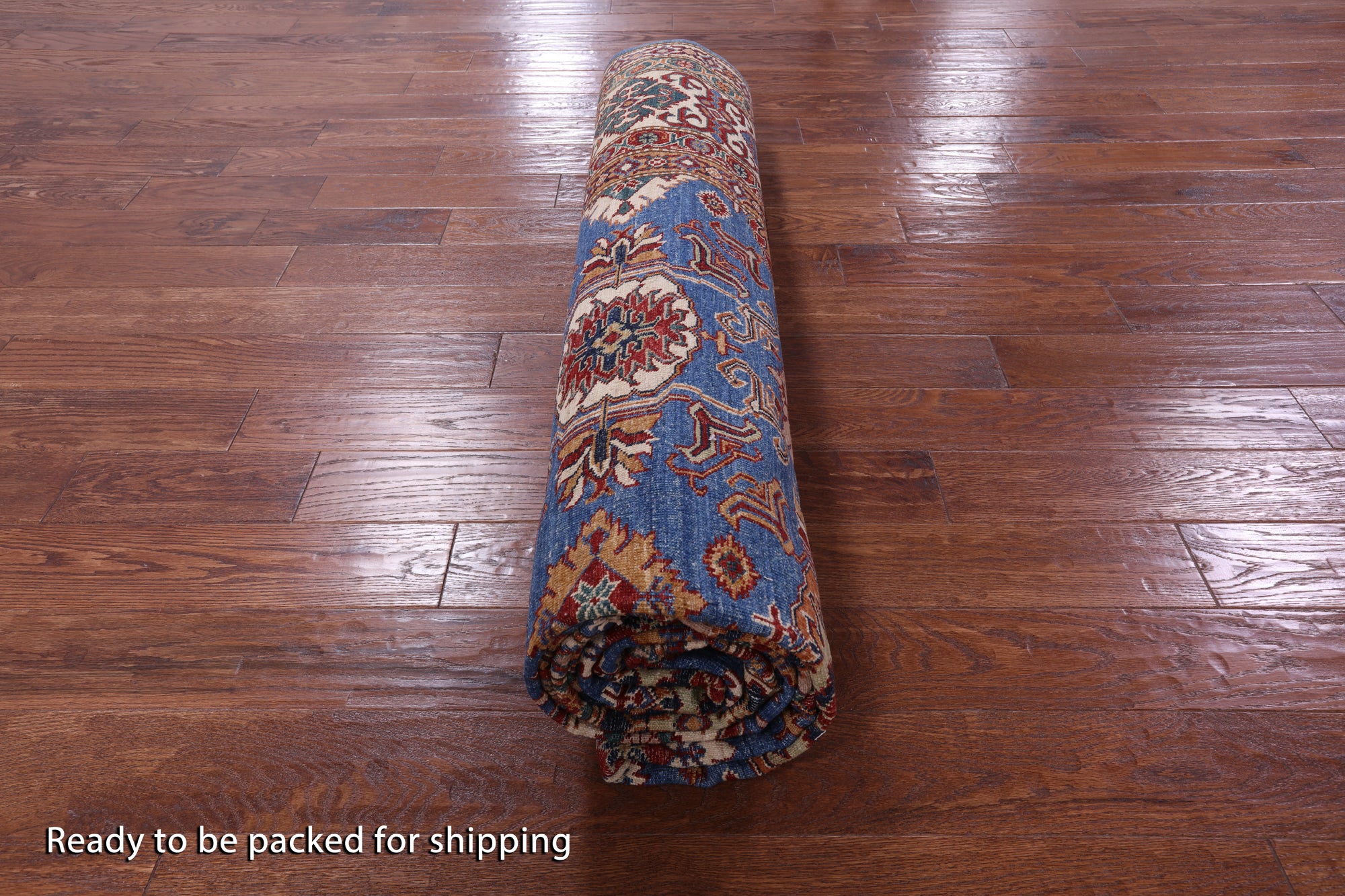 Blue Super Kazak Hand Knotted Wool Rug - 8' 11" X 12' 6" - Golden Nile