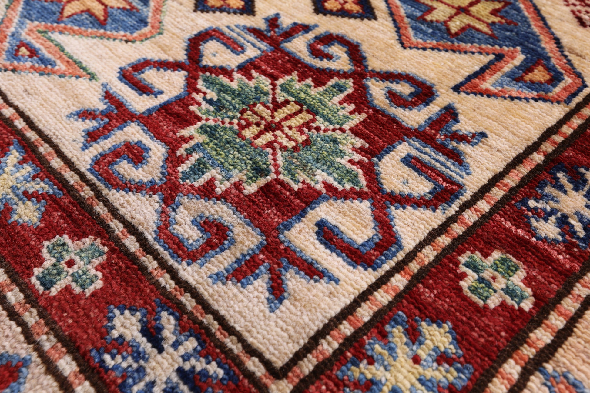 Blue Super Kazak Hand Knotted Wool Rug - 8' 11" X 12' 4" - Golden Nile