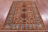 Super Kazak Hand Knotted Wool Rug - 4' 11" X 6' 8" - Golden Nile